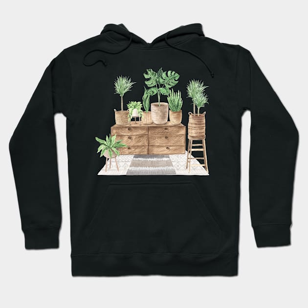 Boho Green Houseplants Hoodie by gronly